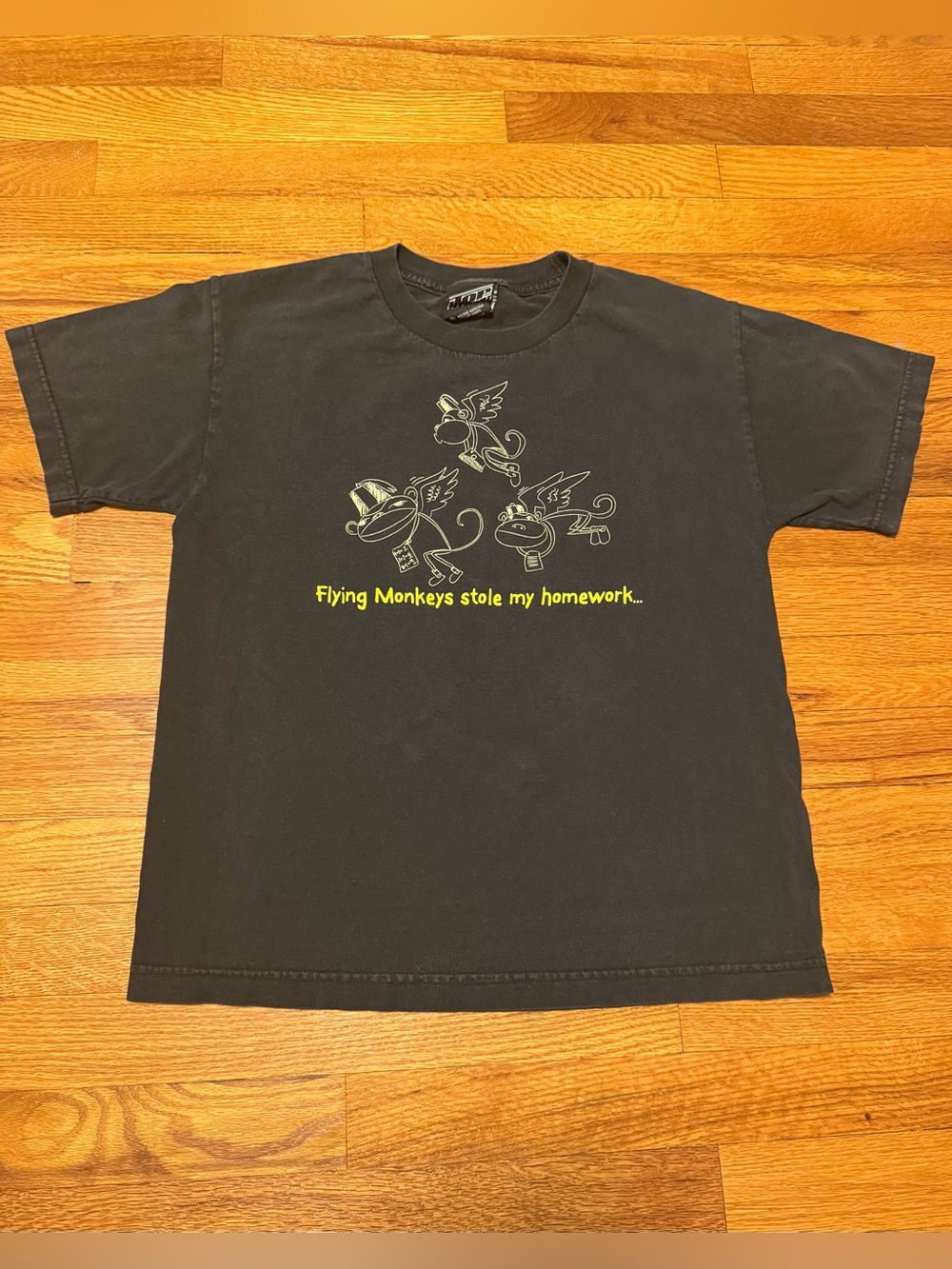 Top Heavy Vintage Boys Large T Shirt Flying Monkeys Stole My Homework Y2K
